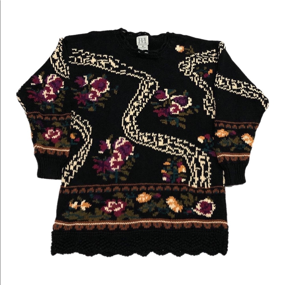 Vintage IVY Floral Knit Sweater